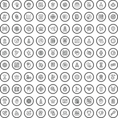 100 discussion icons set. Outline illustration of 100 discussion icons vector set isolated on white background