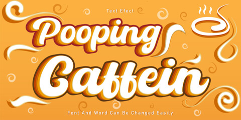Poopin' Caffeine Bold 3D Text with Hand-Drawn Font and Aromatic Design