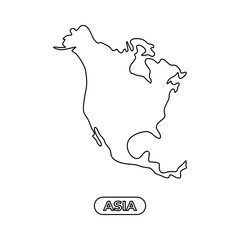 Asia continent blind map outline icon, vector illustration symbol template in trendy style. Editable graphic resources for many purposes.
