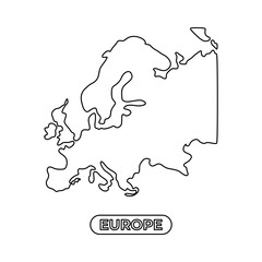 Europe continent blind map outline icon, vector illustration symbol template in trendy style. Editable graphic resources for many purposes.