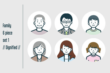 凛々しい3世代の家族の6点セットno.1