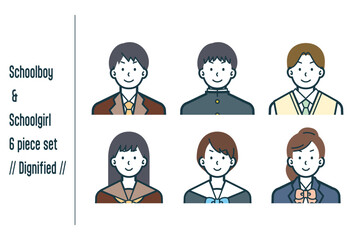 凛々しい男女の学生の6点セットno.1