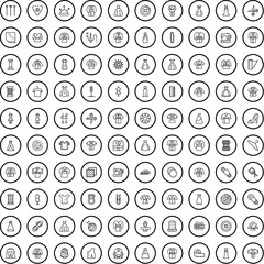100 dress icons set. Outline illustration of 100 dress icons vector set isolated on white background