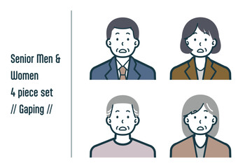 キョトンとしたシニア男女の4点セットno.1