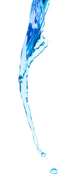 Shape form droplet of Water splashes into drop water attack fluttering in air and stop motion freeze shot. Splash Water for texture graphic resource elements, White background isolated