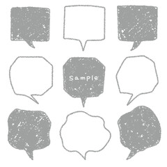 クレヨン素材　手描きのふきだしセット