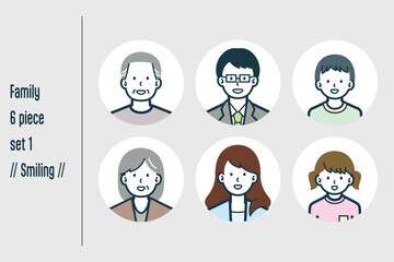 ほほえんでいる3世代の家族の6点セットno.1