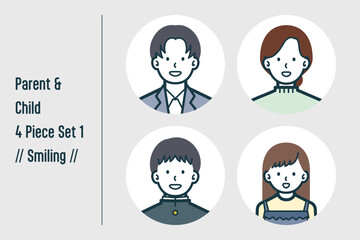 ほほえんでいる親子の4点セットno.1