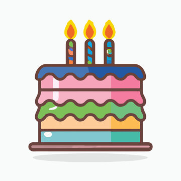 Colorful birthday cake illustration for celebration