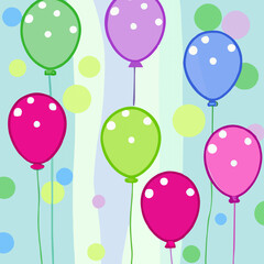 Colorful Birthday ballons illustration.