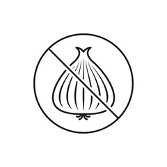 No onion sign line icon isolated on white background. Vector illustration