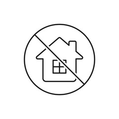 No building allowed sign line icon isolated on white background. Vector illustration