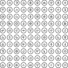 100 emergency icons set. Outline illustration of 100 emergency icons vector set isolated on white background