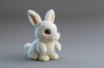 Cute hare toy. Soft plush toy of eared animal. Generative AI.