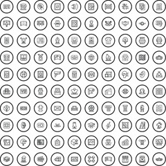 100 exhibition icons set. Outline illustration of 100 exhibition icons vector set isolated on white background