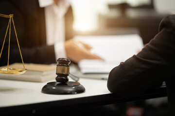 Lawyer business discussing with team about justice law at the lawyer's office