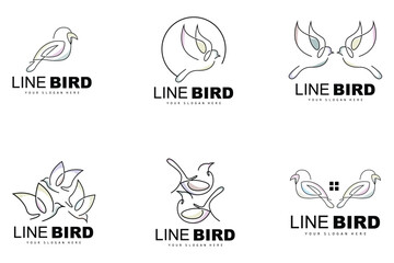 Bird Logo, Vector Hummingbird, Simple Simple line Style Design, Bird Wings Icon Product Brand