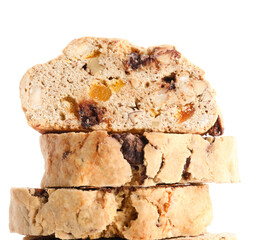 Stack of delicious biscotti cookies isolated on white background