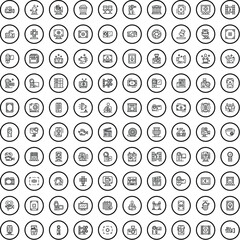 100 film icons set. Outline illustration of 100 film icons vector set isolated on white background