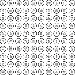 100 fire icons set. Outline illustration of 100 fire icons vector set isolated on white background