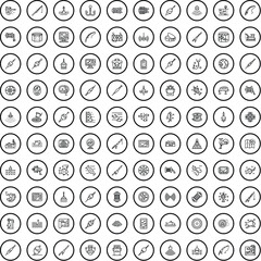 100 fish icons set. Outline illustration of 100 fish icons vector set isolated on white background