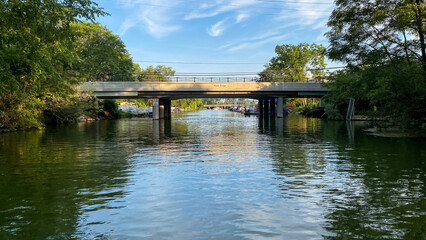 Fototapeta premium boat ride on the river channel