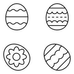 Easter Egg Vector Line Icons