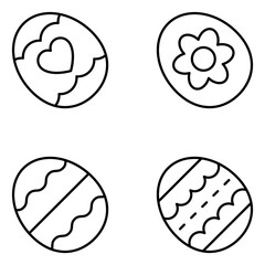 Easter Egg Vector Line Icons