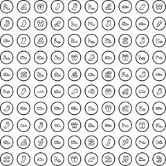100 footwear icons set. Outline illustration of 100 footwear icons vector set isolated on white background