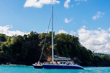 catamaran on the ocean near St. Lucia