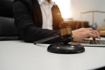 Lawyer businessman in law, justice, talking to team