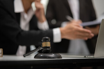 Lawyer businessman in law, justice, talking to team