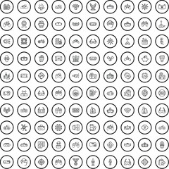 100 game icons set. Outline illustration of 100 game icons vector set isolated on white background