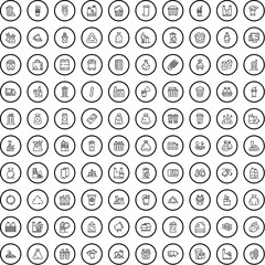 100 garbage icons set. Outline illustration of 100 garbage icons vector set isolated on white background