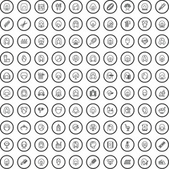 100 hair icons set. Outline illustration of 100 hair icons vector set isolated on white background