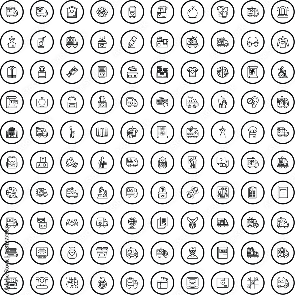 Canvas Prints 100 help icons set. outline illustration of 100 help icons vector set isolated on white background - Canvas Prints