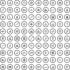 100 hike icons set. Outline illustration of 100 hike icons vector set isolated on white background