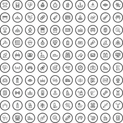 100 hobby icons set. Outline illustration of 100 hobby icons vector set isolated on white background