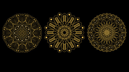 Vector set, luxury islamic background with mandala. Decorative ornament in ethnic oriental style