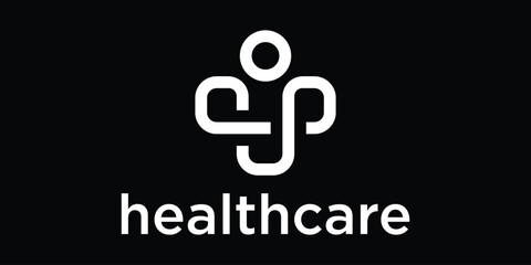 logo health care people line abstract, vector illustration