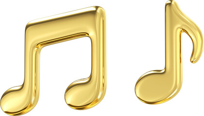 Gold note icon. Volumetric music tone symbol. Song compositions and sonatas. Classical decoration of festivals and concerts. Creation of symphonies. Realistic 3d rendering