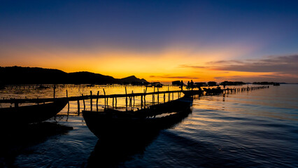 Fototapeta na wymiar Sunset Rach Vem fishing village, Phu Quoc island, Kieng Giang province, Viet Nam