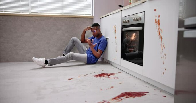 Messy Kitchen Food Spill Accident