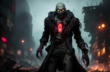 Naklejka premium Portrait of a zombie man