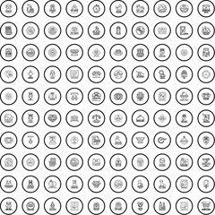 100 logo icons set. Outline illustration of 100 logo icons vector set isolated on white background