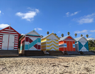 Colorful bathhouses at the beach