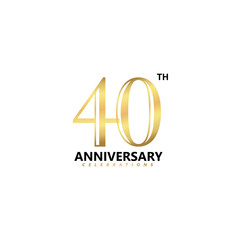 40th Anniversary logotype golden design, Forty years Celebrating Anniversary.