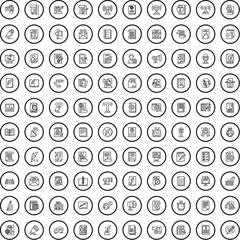 100 mass media icons set. Outline illustration of 100 mass media icons vector set isolated on white background