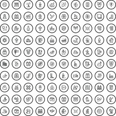 100 medical icons set. Outline illustration of 100 medical icons vector set isolated on white background