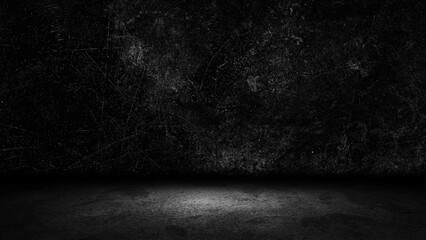 Product showcase with spotlight. Black studio room background. Use as montage for product display